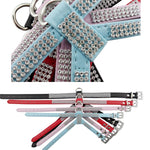 Rhinestone PU Soft Breathable Dog Harness Pet Vest Dog Chest Strap Leash Dog Collar, Size: M