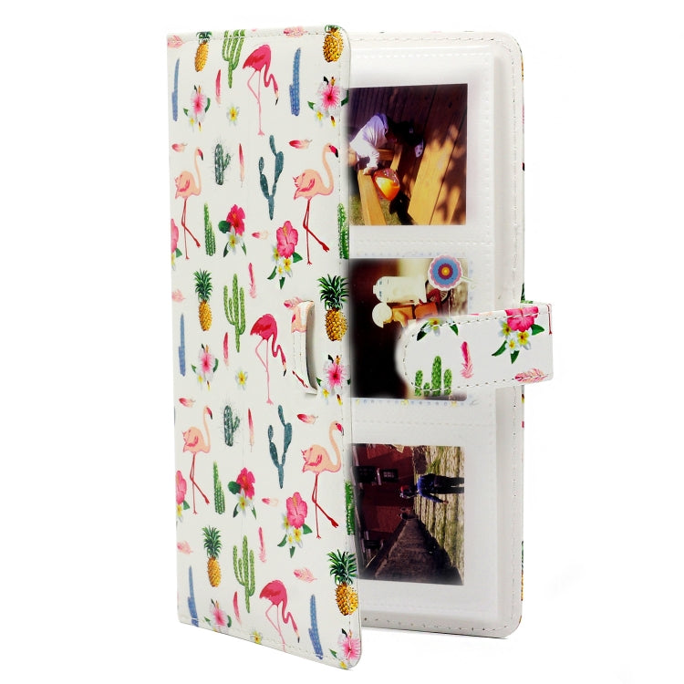 Flamingo Cactus Pattern 3 inch DIY PU Mini Creativity Insert Type 32 Pages Exquisite Photo Album for Polaroid, Flamingo Cactus