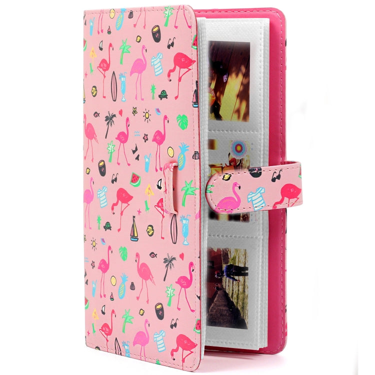 Pink Flamingo Pattern 3 inch DIY PU Mini Creativity Insert Type 32 Pages Exquisite Photo Album for Polaroid, Pink Flamingo