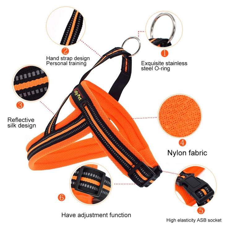 Pet Dogs A7 Reflective Polyester Chest Harness Lead Leash Traction Big Dogs Safety Chain Rope Collar, Size: XS, 2.0*42*50cm, Size: XS, 2.0*42*50cm