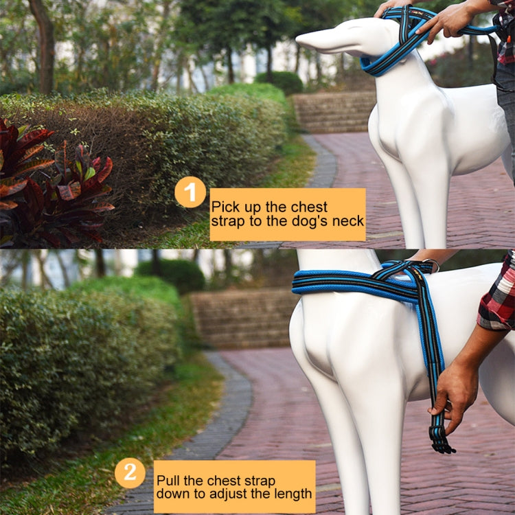 Pet Dogs A7 Reflective Polyester Chest Harness Lead Leash Traction Big Dogs Safety Chain Rope Collar, Size: S, 2.0*50*62cm, Size: S, 2.0*50*62cm