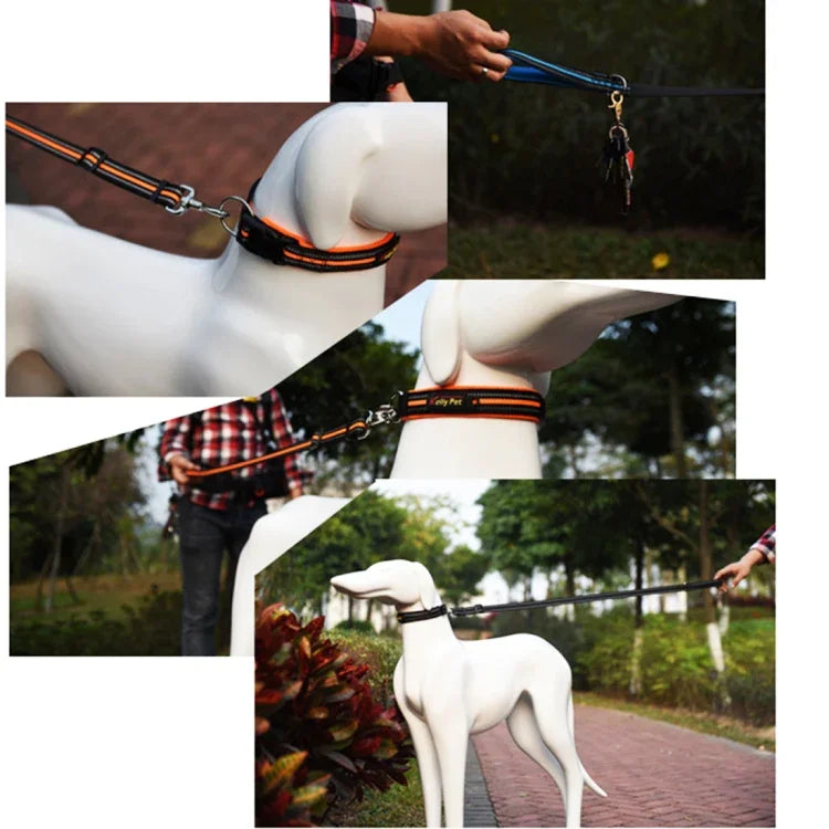 Pet Dogs Nylon Night Reflective Breathable Handheld Traction Lead Leash, Size: S, Adjustable Range: 2.0*(100-140cm), Size: S, Adjustable Range: 2.0*(100-140cm)