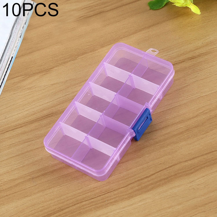 10 PCS Removable Grid Plastic Box Organizer for Jewelry Earring Fishing Hook Small Accessories, Size: Small, 10 Slots, 10 Slots  (White+Blue), 10 Slots (Pink+Blue), 10 Slots (Orange + blue), 10 Slots (Purple+Blue), 10 Slots  (White+Pink)