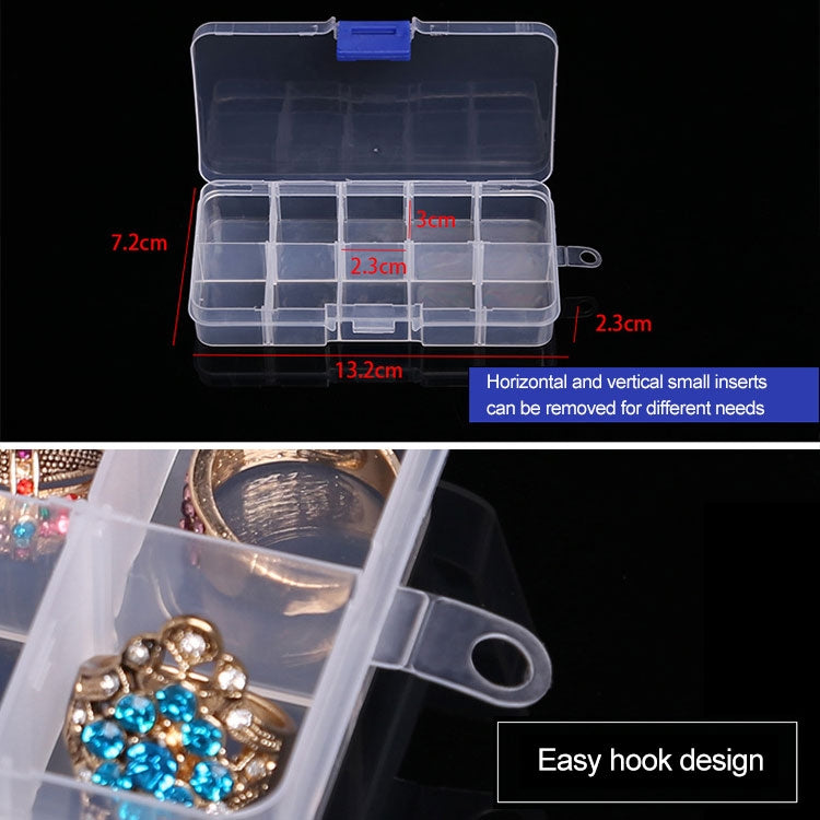 10 PCS Removable Grid Plastic Box Organizer for Jewelry Earring Fishing Hook Small Accessories, Size: Small, 10 Slots, 10 Slots  (White+Blue), 10 Slots (Pink+Blue), 10 Slots (Orange + blue), 10 Slots (Purple+Blue), 10 Slots  (White+Pink)