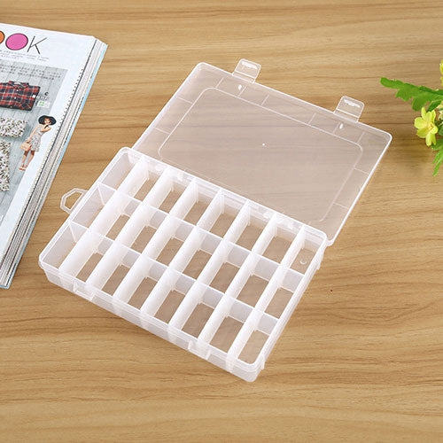 Plastic Removable Grid 24 Slots Box Organizer Storage Container for Jewelry Earring, 24 Slots