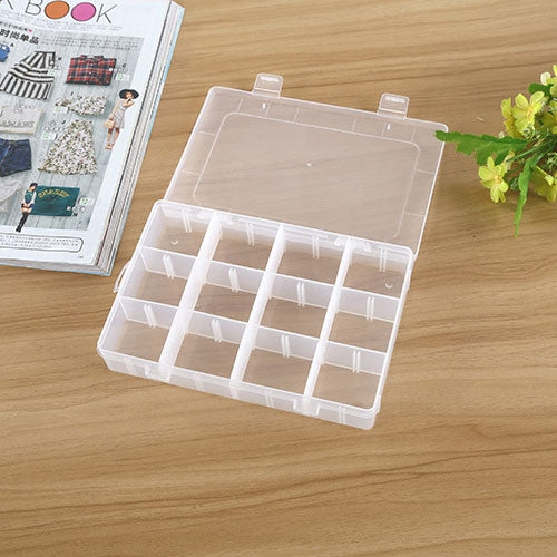 Plastic Removable Grid 24 Slots Box Organizer Storage Container for Jewelry Earring, 24 Slots