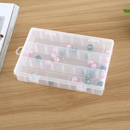 Plastic Removable Grid 24 Slots Box Organizer Storage Container for Jewelry Earring, 24 Slots