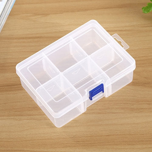 Plastic Jewelry Box Organizer Storage Container with Adjustable Dividers, Size: Large, 6 Slots, 6 Slots