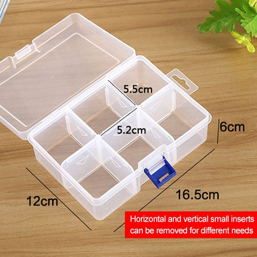 Plastic Jewelry Box Organizer Storage Container with Adjustable Dividers, Size: Large, 6 Slots, 6 Slots