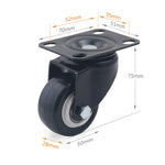 2 PCS 2 inch Furniture Cabinet Coffee Table Silent Universal Wheel, 2 inch Universal Wheel
