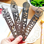5 PCS Delicate Hollow Out Pattern Bookmark Ultra-thin Metal Bookmark Tape Ruler Fashion Bookmarks for School Office Supplies, Random Pattern Delivery, Bookmark 6