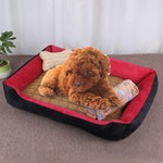 Dog Bone Pattern Big Soft Warm Kennel Pet Dog Cat Mat Blanket, with Rattan Mat & Blanket Size: L, 80×60×15cm, Size: L