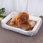 Dog Bone Pattern Big Soft Warm Kennel Pet Dog Cat Mat Blanket, with Rattan Mat & Blanket Size: L, 80×60×15cm, Size: L