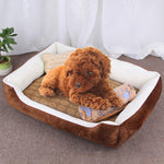 Dog Bone Pattern Big Soft Warm Kennel Pet Dog Cat Mat Blanket, with Rattan Mat & Blanket Size: L, 80×60×15cm, Size: L