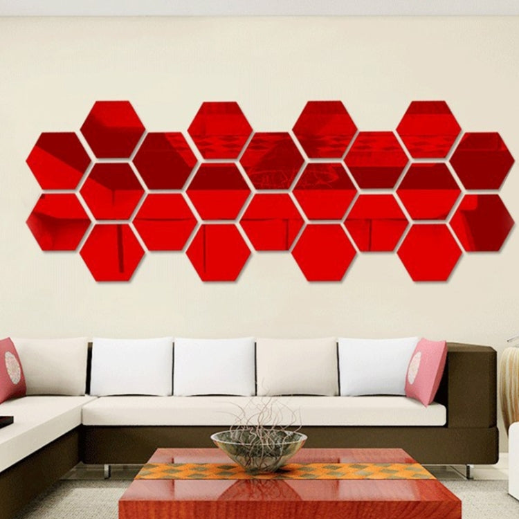 12 PCS 3D Hexagonal Mirror Wall Stickers Set, Size: 10*10cm, Size: 10*10cm (Red), Size: 10*10cm (Silver), Size: 10*10cm (Black), Size: 10*10cm (Gold)