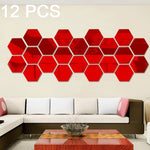 12 PCS 3D Hexagonal Mirror Wall Stickers Set, Size: 10*10cm, Size: 10*10cm (Red), Size: 10*10cm (Silver), Size: 10*10cm (Black), Size: 10*10cm (Gold)