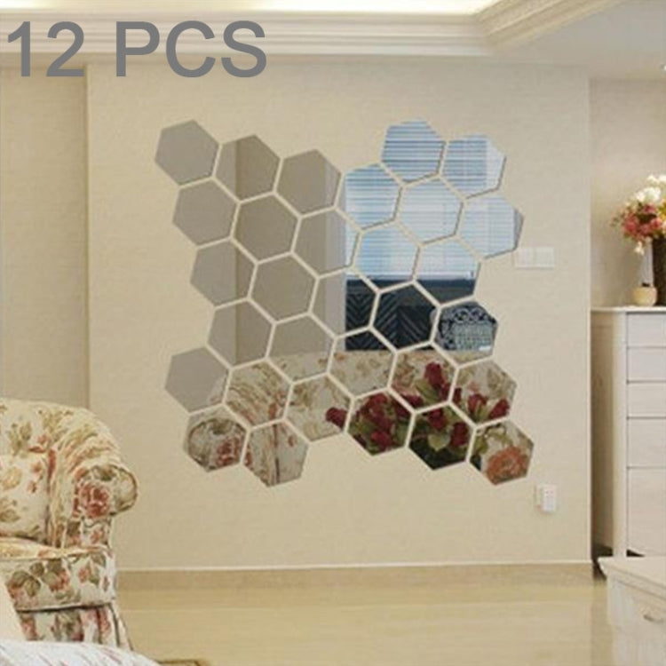 12 PCS 3D Hexagonal Mirror Wall Stickers Set, Size: 10*10cm, Size: 10*10cm (Black), Size: 10*10cm (Gold), Size: 10*10cm (Blue), Size: 10*10cm (Red), Size: 10*10cm (Silver)