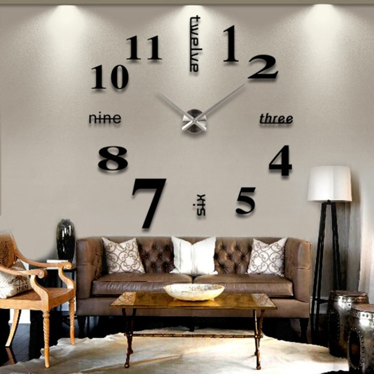 Creative 3D Mirror DIY Wall Sticker Clock, Size: 120*120cm, Size: 120*120cm(Black), Size: 120*120cm(White), Size: 120*120cm(Yellow)