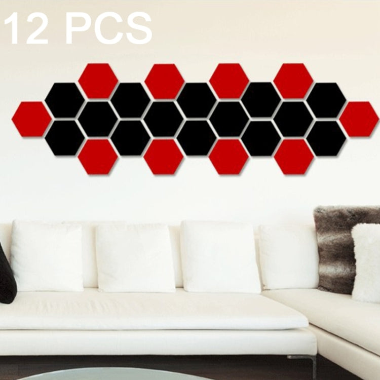 12 PCS 3D Hexagonal Mirror Wall Stickers Set, Size: 8*8cm, Size: 8*8cm (Black), Size: 8*8cm(Gold), Size: 8*8cm(Blue), Size: 8*8cm(Red), Size: 8*8cm(Silver)
