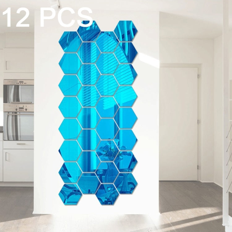 12 PCS 3D Hexagonal Mirror Wall Stickers Set, Size: 8*8cm, Size: 8*8cm (Black), Size: 8*8cm(Gold), Size: 8*8cm(Blue), Size: 8*8cm(Red), Size: 8*8cm(Silver)