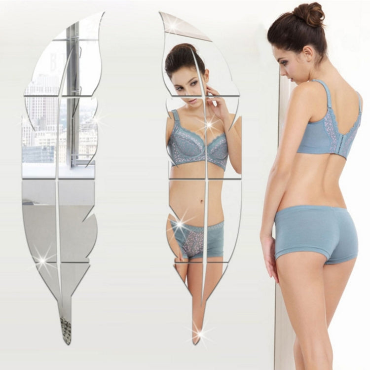 DIY Feather Style Acrylic Mirror Wall Stickers Home Room Mural Decoration Art Wall Sticker, Size: 18*73cm, 18*73cm(Silver), 18*73cm(Red), 18*73cm(Blue), 18*73cm(Gold), Size: 18*73cm(Black)