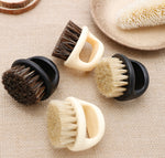 Men Ring Design Portable Boar Brush Black ABS Haircut Cleaning Shaving Brush