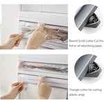 Kitchen Wall Mounted Cling Film Holder Wrap Storage Rack Hanger Rack Cutting Device, Size: 39 x 10 x 24cm, Grey, Khaki