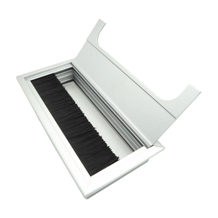 8x16cm Desk Dustproof Aluminum Wire Box Threading Box with Brush, 8x16cm