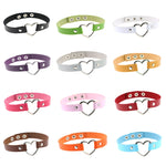 Japanese Harajuku PU Leather Heart Shape Punk Collar Fashion Female Choker Necklace, Random Color Delivery, TXXQ