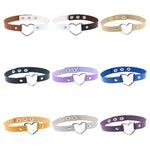 Japanese Harajuku PU Leather Heart Shape Punk Collar Fashion Female Choker Necklace, Random Color Delivery, TXXQ