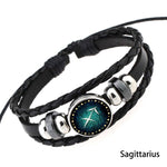 European and American Hand-knitted Beaded Retro DIY Bracelet Constellation Leather Punk Fashion Bracelet, Sagittarius, Pisces, Cancer, Aries, Scorpion, Capricorn, Virgo, Leo, Libra, Gemini, Taurus, Aquarius