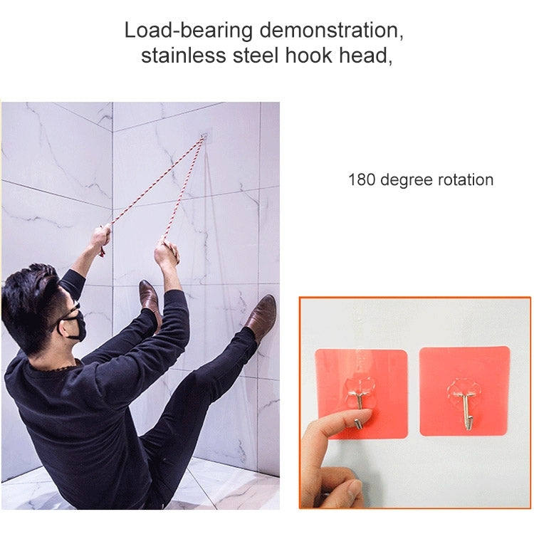 10pcs PVC + Stainless Steel Thin Plum Shape Seamless Adhesive Hook Waterproof Transparent Strong Stick Hook Kitchen Wall Mount, Thin