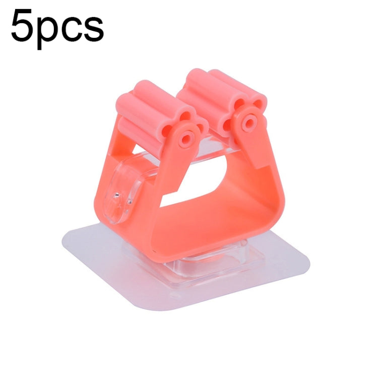 5pcs Wall-mounted Mop Storage Hooks No-stick Stick Kitchen Bathroom Brush Storage Tools