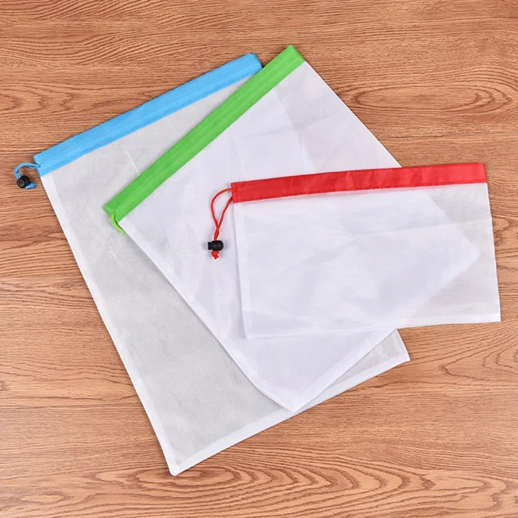 10 PCS Double-Stitched Strength Reusable Fruit Sandwich Pouch Mesh Storage Bags, Size: 30cm x 43cm, Random Color Delivery, Size: 30cm x 43cm
