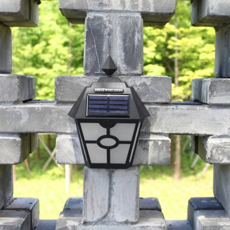 Solar Retro Hexagonal LED Wall Lamp Outdoor Light Sensor Control Landscape Light
