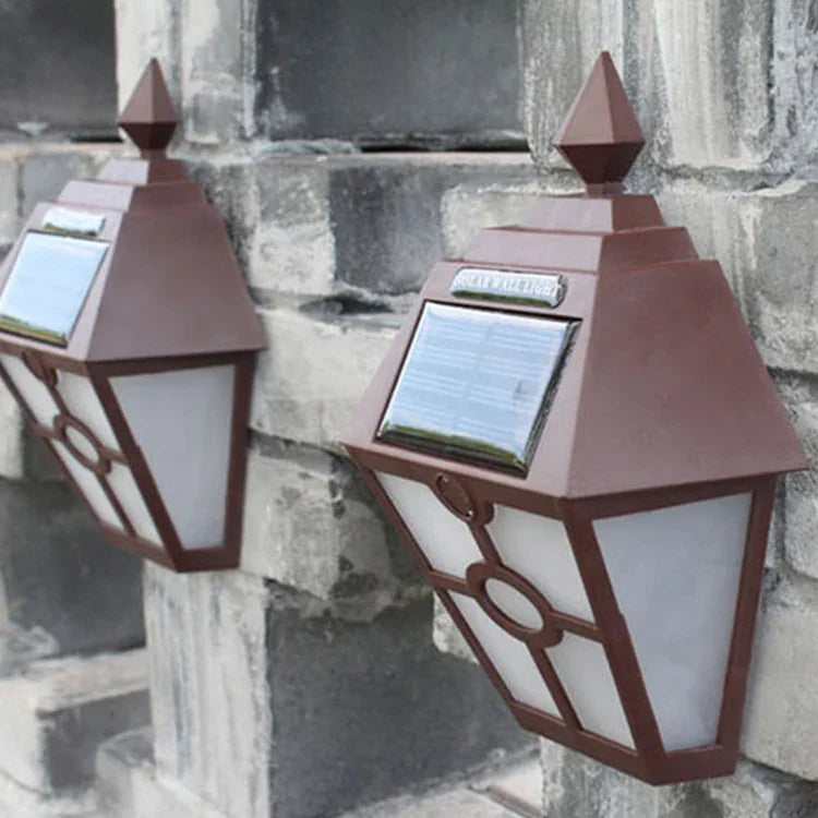 Solar Retro Hexagonal LED Wall Lamp Outdoor Light Sensor Control Landscape Light