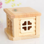 Pet Flat Roof Wooden House Hut Pets Cage for Small Animal Rabbit Hamster, Flat Roof Wooden House