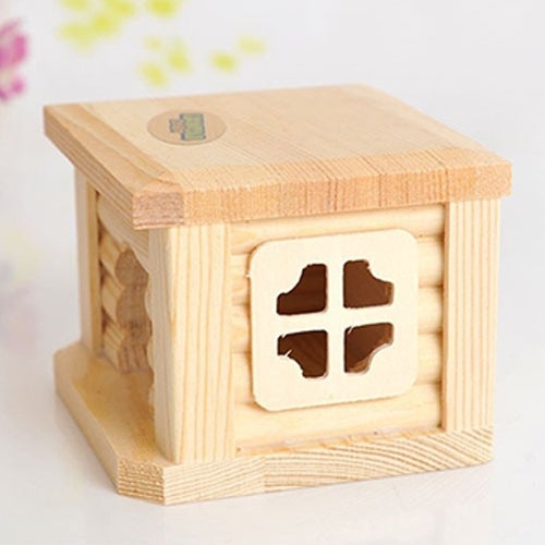 Pet Flat Roof Wooden House Hut Pets Cage for Small Animal Rabbit Hamster, Flat Roof Wooden House