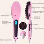 Handheld Innovative Hair Straightener Comb with LCD Temperature Display, EU Plug