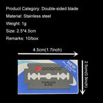 10 PCS Professional Hairdressing Tools Scraper Blade Eyebrow Trimmer Shaving Scratching Hair Feather Blade(Silver)