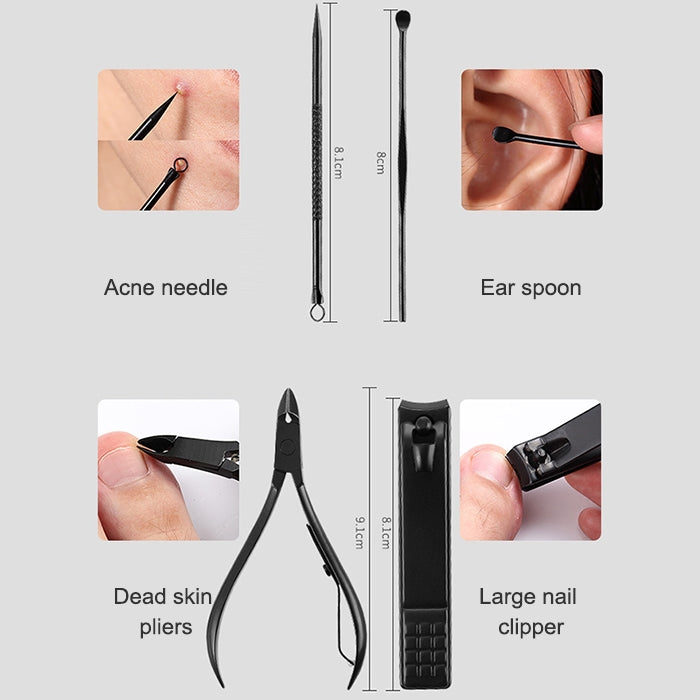 12 in 1 Advanced Stainless Nail Care Clipper Pedicure Manicure Kits with Leather Case, Red+Black, Yellow+Black