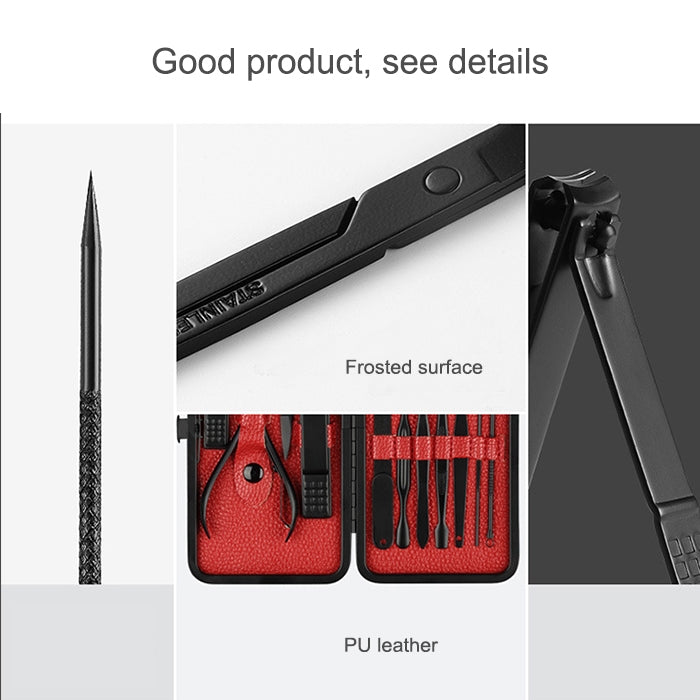 12 in 1 Advanced Stainless Nail Care Clipper Pedicure Manicure Kits with Leather Case, Red+Black, Yellow+Black