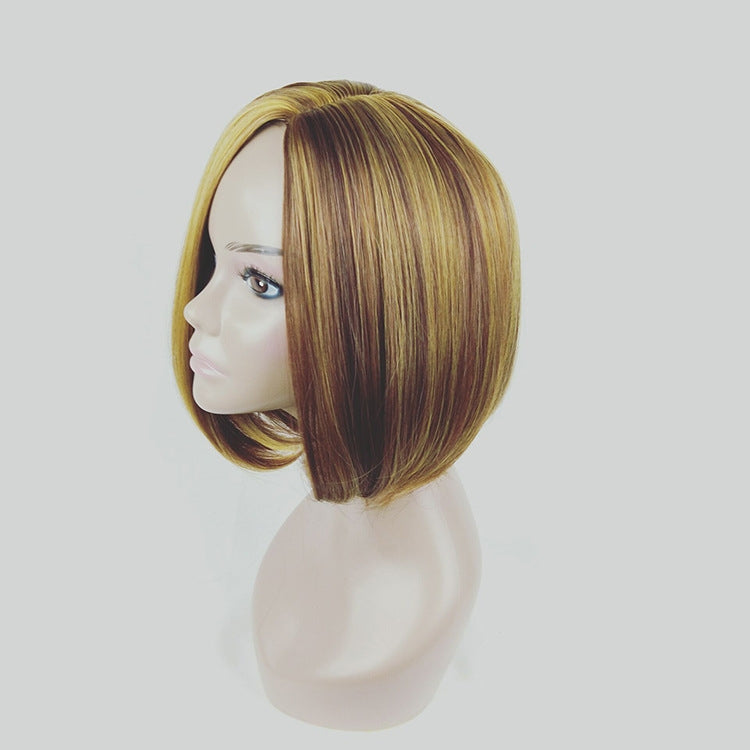 Bob Haircut Wig Headgear for Women (Linen Gold)