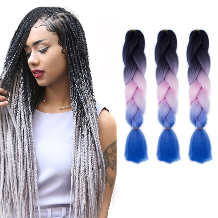 Fashion Color Gradient Individual Braid Wigs Chemical Fiber Big Braids, Length: 60cm(56 Purple+Lake Blue+Light Purple), 21, 35, 37, 38, 44, 45, 46, 47, 49, 50, 51, 56