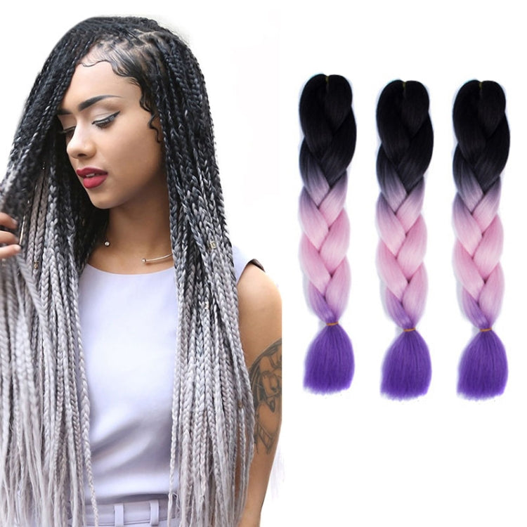 Fashion Color Gradient Individual Braid Wigs Chemical Fiber Big Braids, Length: 60cm(56 Purple+Lake Blue+Light Purple), 21, 35, 37, 38, 44, 45, 46, 47, 49, 50, 51, 56