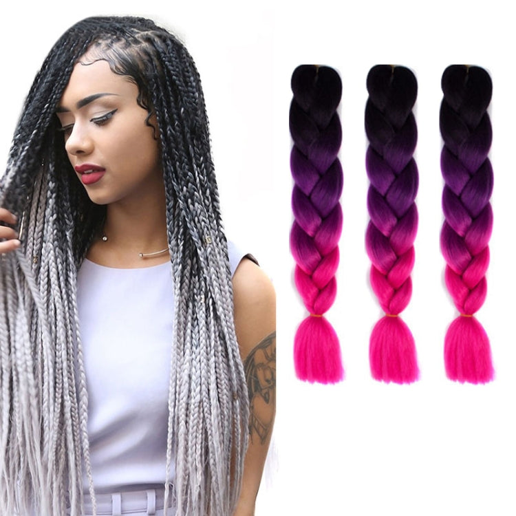Fashion Color Gradient Individual Braid Wigs Chemical Fiber Big Braids, Length: 60cm(56 Purple+Lake Blue+Light Purple), 21, 35, 37, 38, 44, 45, 46, 47, 49, 50, 51, 56