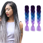 Fashion Color Gradient Individual Braid Wigs Chemical Fiber Big Braids, Length: 60cm(56 Purple+Lake Blue+Light Purple), 21, 35, 37, 38, 44, 45, 46, 47, 49, 50, 51, 56