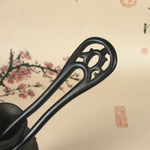 Classical sandalwood tassel hairpin-U-shaped Carving + Gift Box, Gift Box Colors Are Random, U-shaped Carving Red