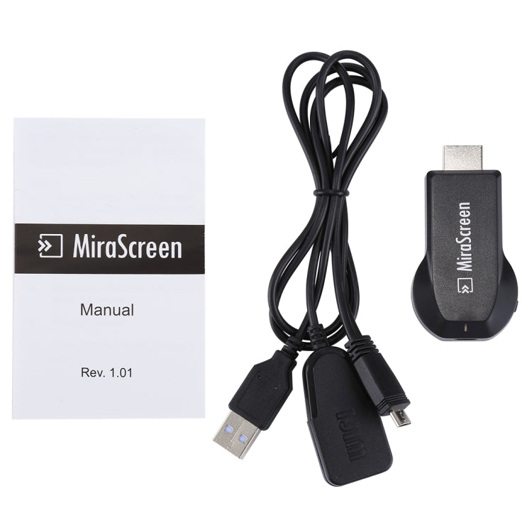 جهاز استقبال عرض MiraScreen لاسلكي WiFi / Miracast Airplay DLNA مع كابل USB 2 في 1، جهاز عكس شاشة لاسلكي