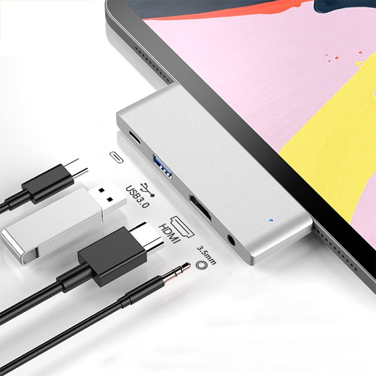 محول HUB متعدد الوظائف 4 في 1 من نوع C / USB-C لجهاز iPad Pro، HW-TC29